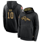 Kooe D.Broncos #10 Bo Nix Player Black Salute to Service Pullover Hoodies Limited Stitched Jerseys