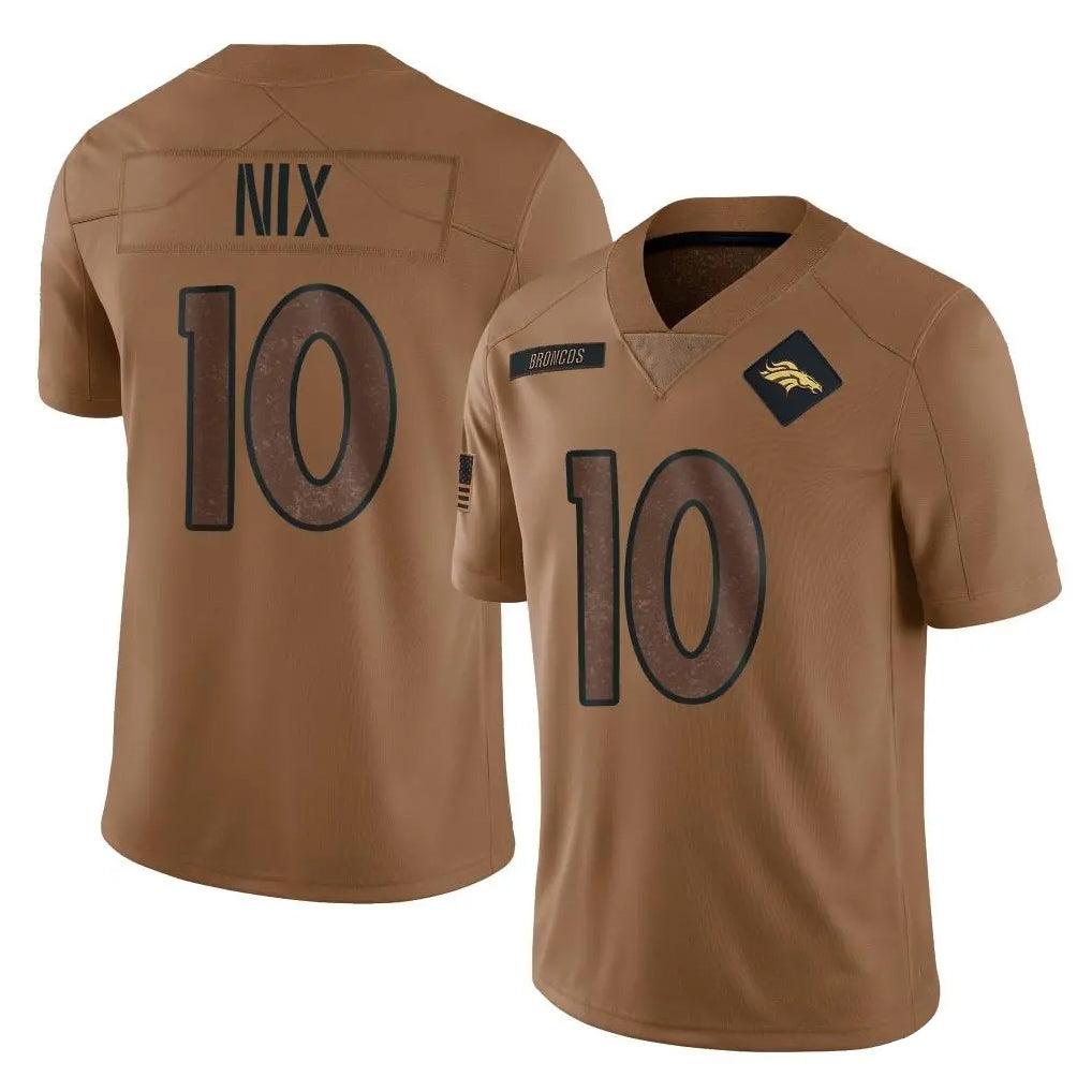 Kooe D.Broncos #10 Bo Nix Player Brown Salute To Service Limited Stitched Jerseys