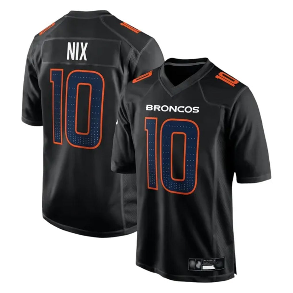 Kooe D.Broncos #10 Bo Nix Player Carbon Black Fashion Limited Game Stitched Jerseys