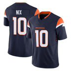 Kooe D.Broncos #10 Bo Nix Player Navy Limited Vapor F.U.S.E. Home Game Stitched Jerseys