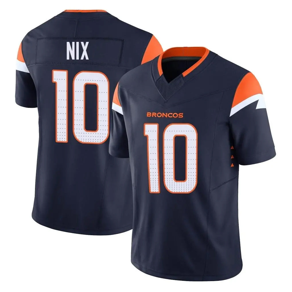 Kooe D.Broncos #10 Bo Nix Player Navy Limited Vapor F.U.S.E. Home Game Stitched Jerseys