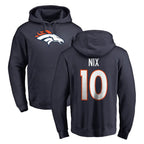 Kooe D.Broncos #10 Bo Nix Player Navy Pullover Hoodie Limited Stitched Jerseys