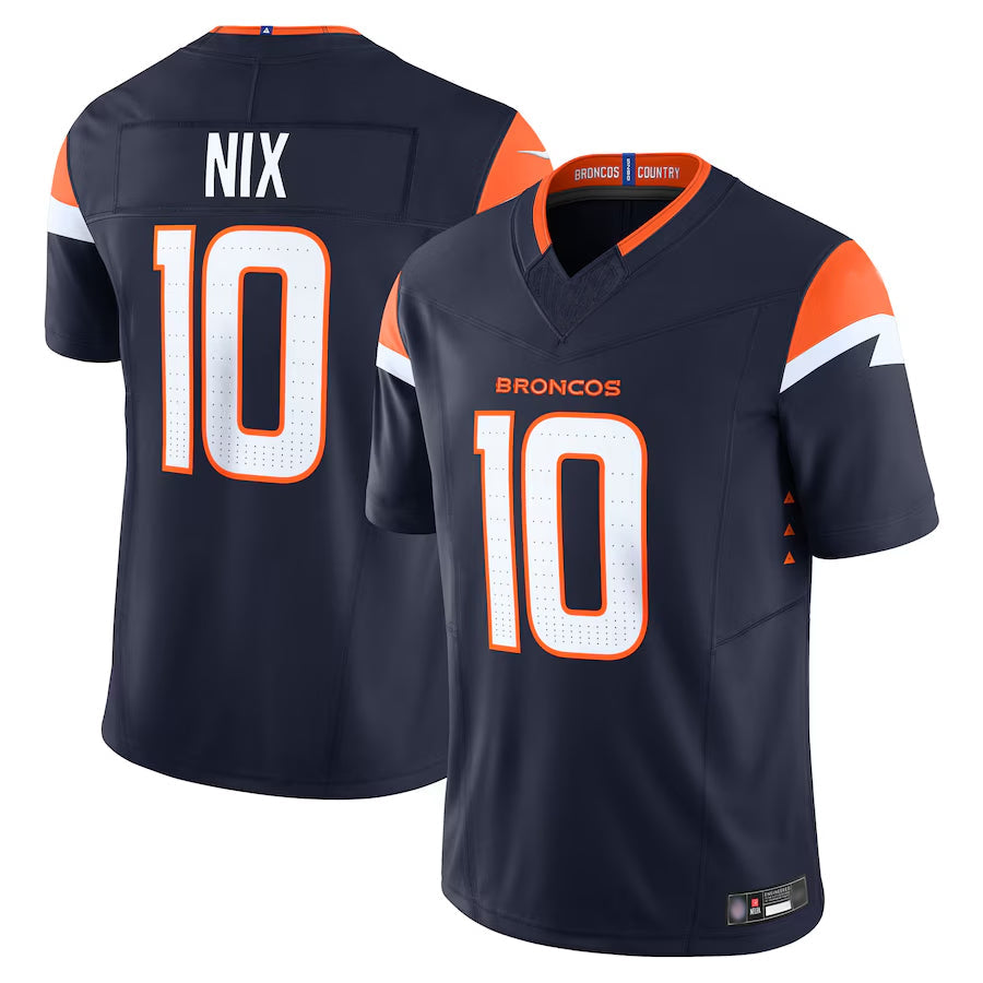 Kooe D.Broncos #10 Bo Nix Player Navy Vapor F.U.S.E. Limited Stitched Jerseys