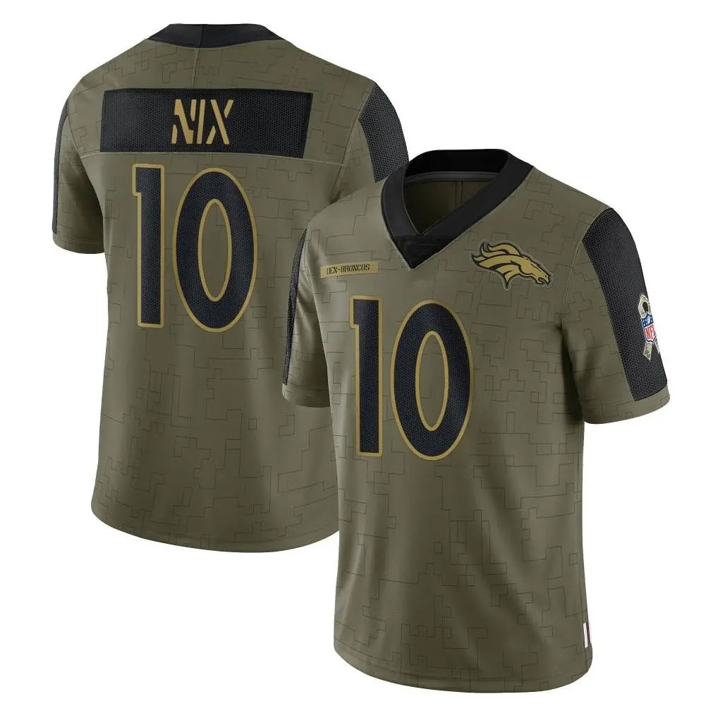 Kooe D.Broncos #10 Bo Nix Player Olive Salute To Service Limited Game Stitched Jerseys