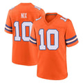 Kooe D.Broncos #10 Bo Nix Player Orange Alternate Collection Throwback Game Stitched Jerseys