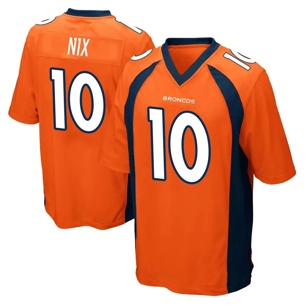 Kooe D.Broncos #10 Bo Nix Player Orange Color Home Game Stitched Jerseys