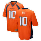 Kooe D.Broncos #10 Bo Nix Player Orange Game Stitched Jerseys