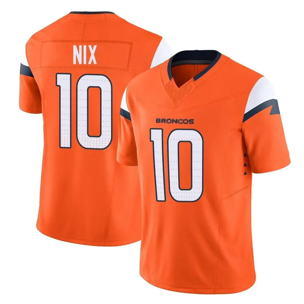 Kooe D.Broncos #10 Bo Nix Player Orange Vapor F.U.S.E. Limited Home Game Stitched Jerseys