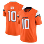 Kooe D.Broncos #10 Bo Nix Player Orange Vapor F.U.S.E. Limited Home Game Stitched Jerseys