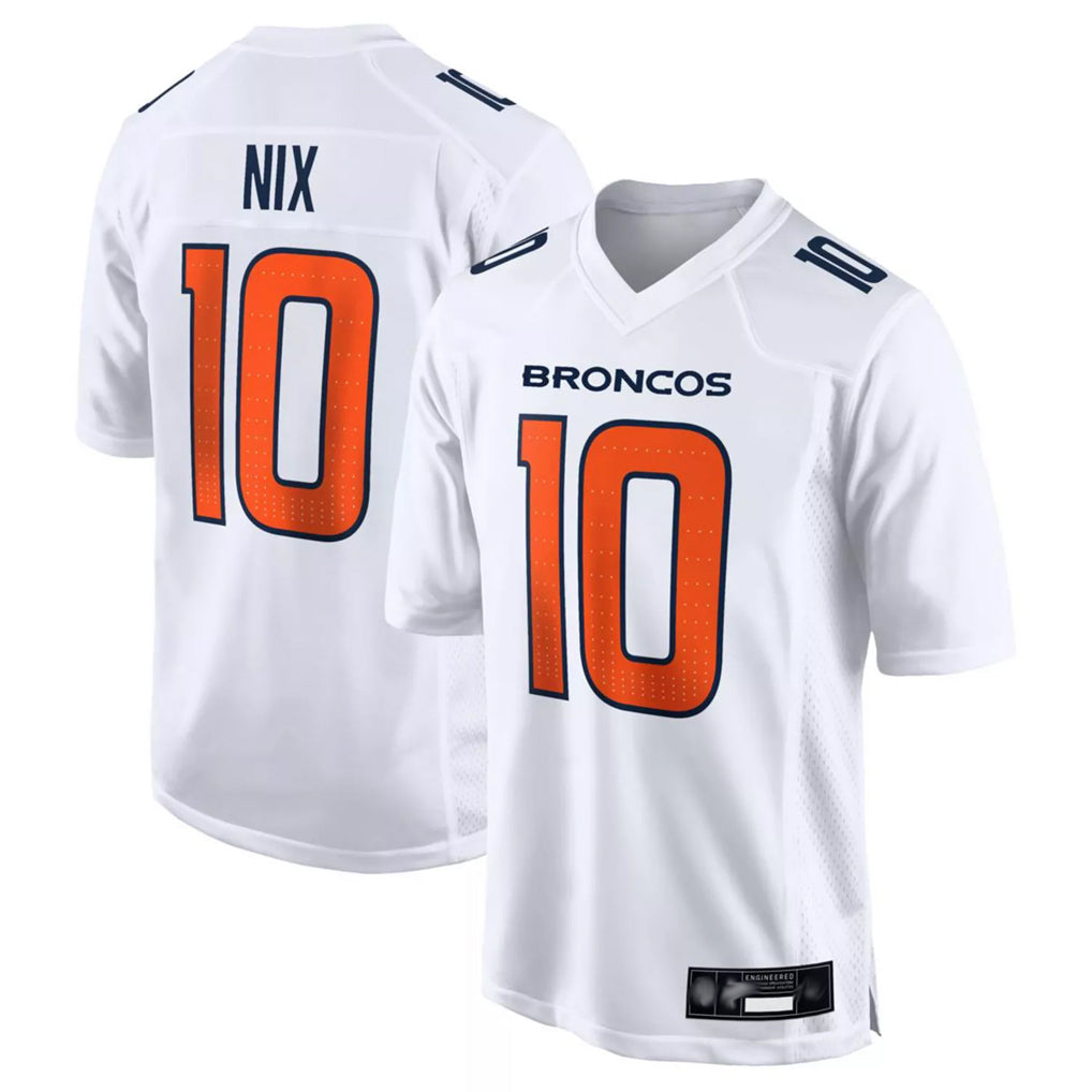Kooe D.Broncos #10 Bo Nix Player White Fashion Limited Game Stitched Jerseys