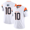 Kooe D.Broncos #10 Bo Nix Player White Limited Vapor F.U.S.E. Home Game Stitched Jerseys