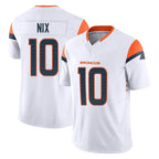 Kooe D.Broncos #10 Bo Nix Player White Limited Vapor F.U.S.E. Home Game Stitched Jerseys