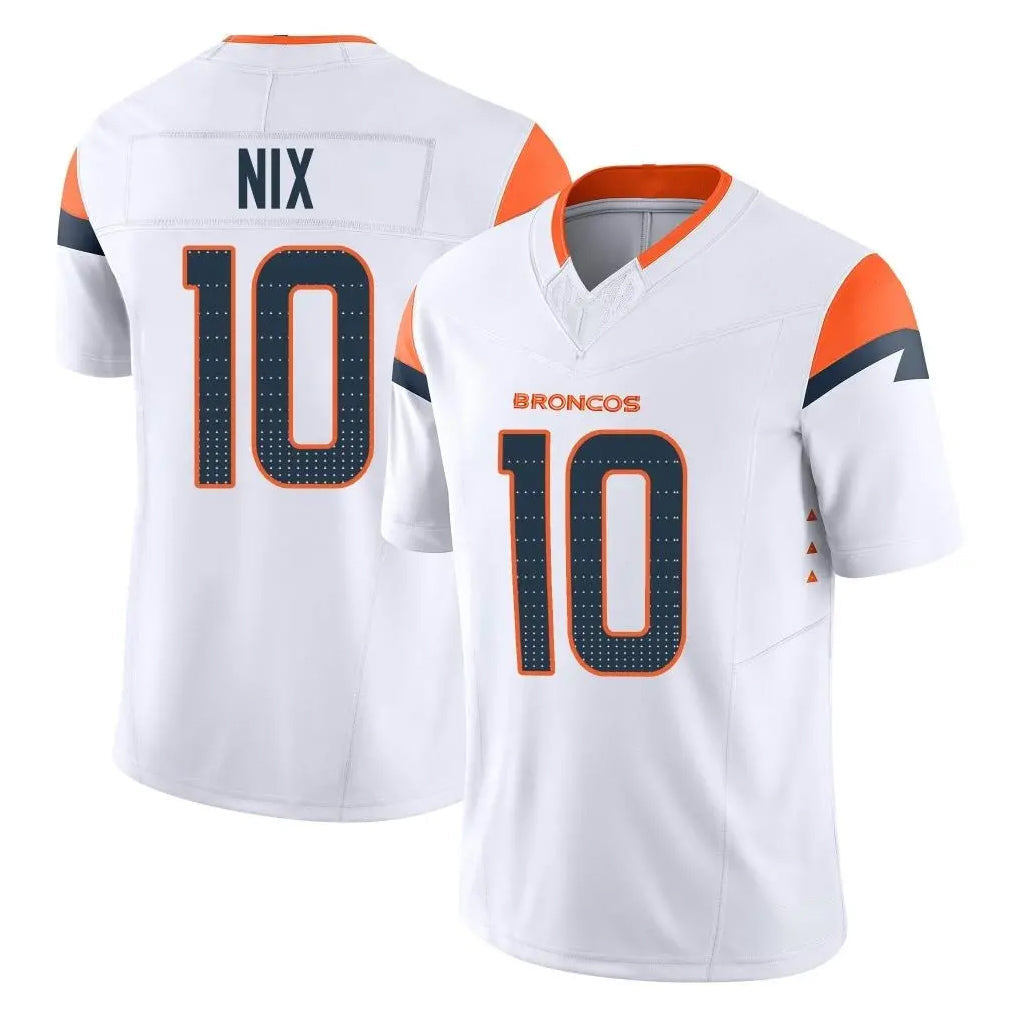 Kooe D.Broncos #10 Bo Nix Player White Limited Vapor F.U.S.E. Home Game Stitched Jerseys
