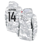 Kooe D.Broncos #14 Courtland Sutton Player Arctic Camo Salute to Service Hoodies Limited Game Stitched Jerseys