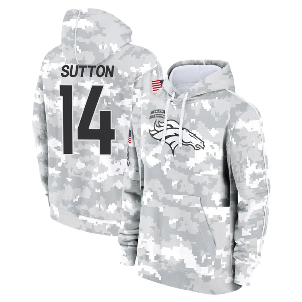 Kooe D.Broncos #14 Courtland Sutton Player Arctic Camo Salute to Service Hoodies Limited Game Stitched Jerseys