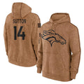 Kooe D.Broncos #14 Courtland Sutton Player Brown Salute to Service Hoodies Limited Game Stitched Jerseys