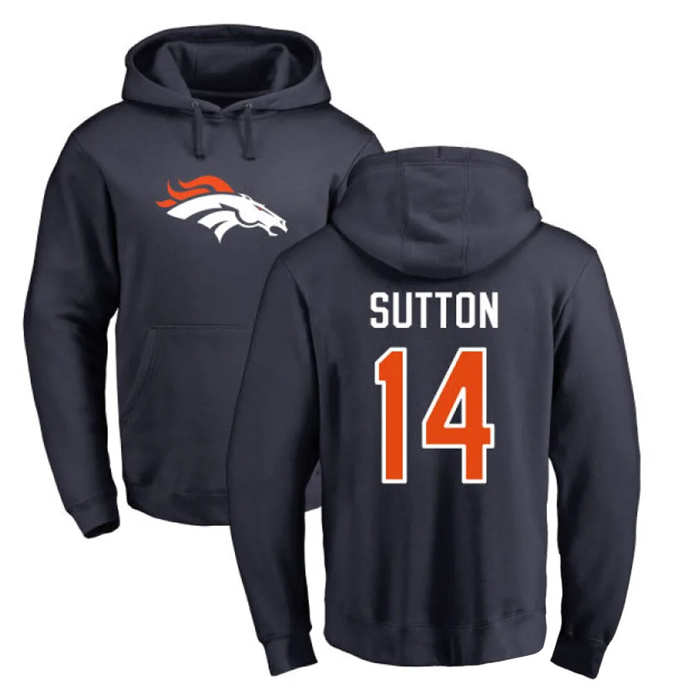 Kooe D.Broncos #14 Courtland Sutton Player Navy Pullover Hoodie Limited Stitched Jerseys