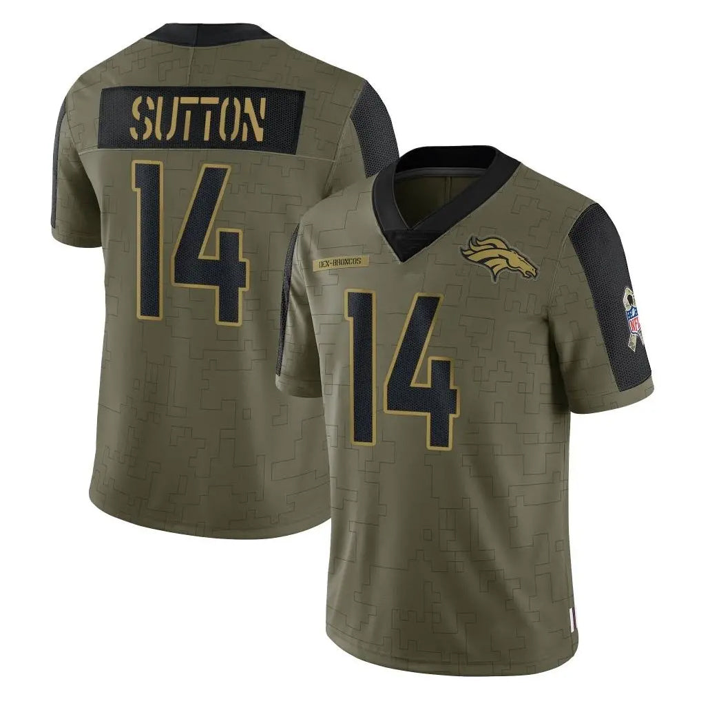 Kooe D.Broncos #14 Courtland Sutton Player Olive Salute To Service Limited Game Stitched Jerseys
