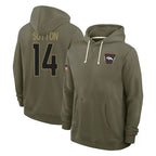 Kooe D.Broncos #14 Courtland Sutton Player Olive Salute to Service Pullover Hoodies Limited Stitched Jerseys