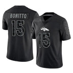 Kooe D.Broncos #15 Nik Bonitto Player Black Reflective Limited Stitched Jerseys