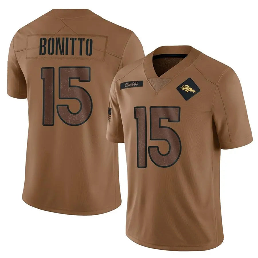 Kooe D.Broncos #15 Nik Bonitto Player Brown Salute To Service Limited Stitched Jerseys
