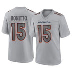 Kooe D.Broncos #15 Nik Bonitto Player Gray Atmosphere Fashion Limited Game Stitched Jerseys
