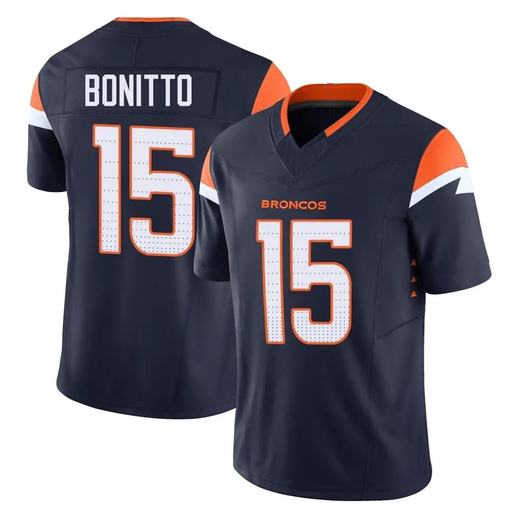 Kooe D.Broncos #15 Nik Bonitto Player Navy Limited Vapor F.U.S.E. Home Game Stitched Jerseys