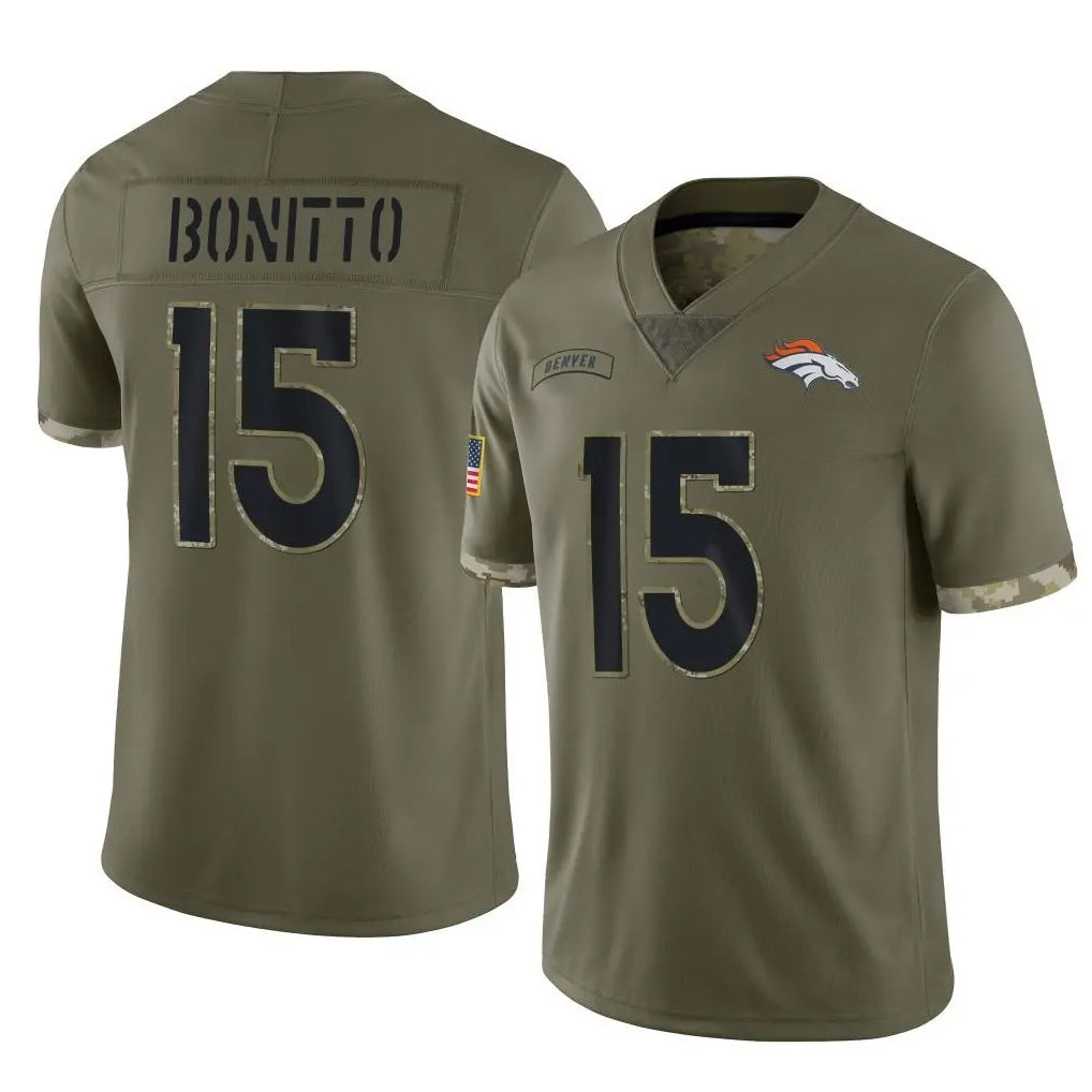 Kooe D.Broncos #15 Nik Bonitto Player Olive Salute To Service Limited Stitched Jerseys