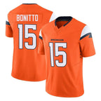 Kooe D.Broncos #15 Nik Bonitto Player Orange Vapor F.U.S.E. Limited Home Game Stitched Jerseys