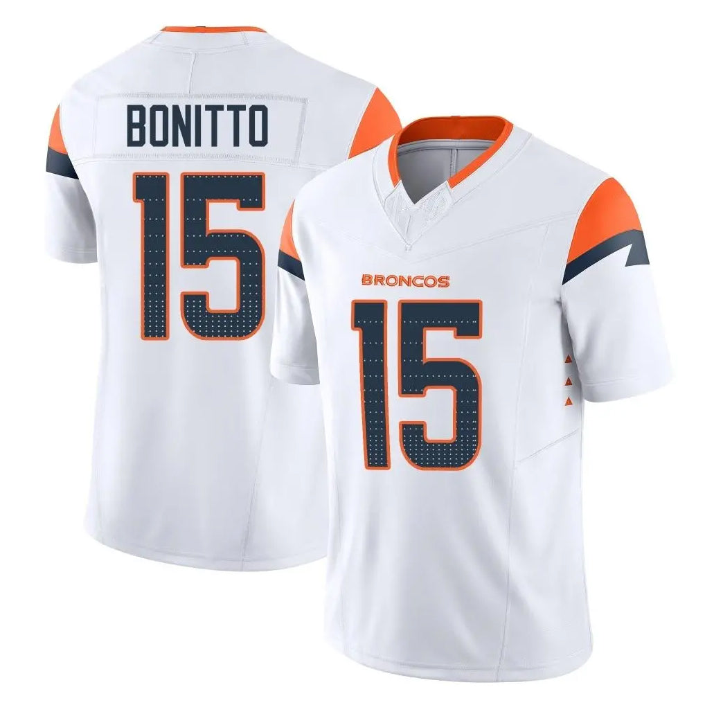 Kooe D.Broncos #15 Nik Bonitto Player White Limited Vapor F.U.S.E. Home Game Stitched Jerseys