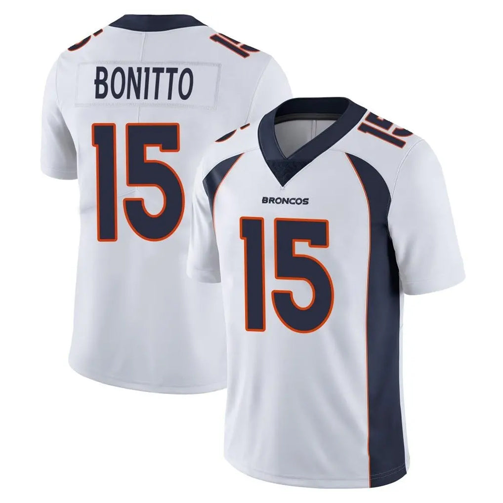 Kooe D.Broncos #15 Nik Bonitto Player White Vapor Untouchable Limited Home Game Stitched Jerseys