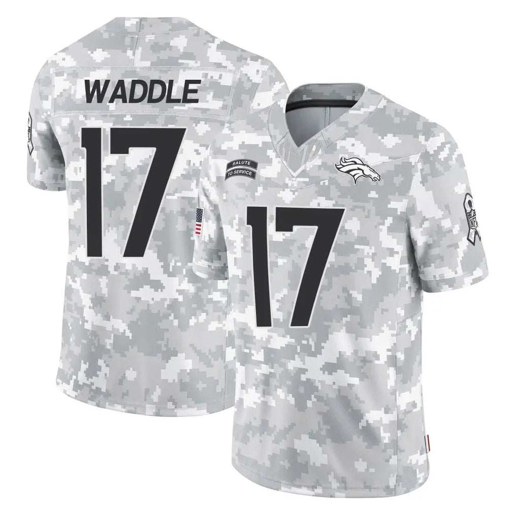 Kooe D.Broncos #17 Jaylen Waddle Player Arctic Camo Salute To Service Limited Stitched Jerseys