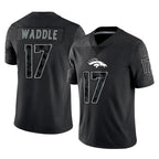 Kooe D.Broncos #17 Jaylen Waddle Player Black Reflective Limited Stitched Jerseys