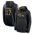 Kooe D.Broncos #17 Jaylen Waddle Player Black Salute to Service Pullover Hoodies Limited Stitched Jerseys