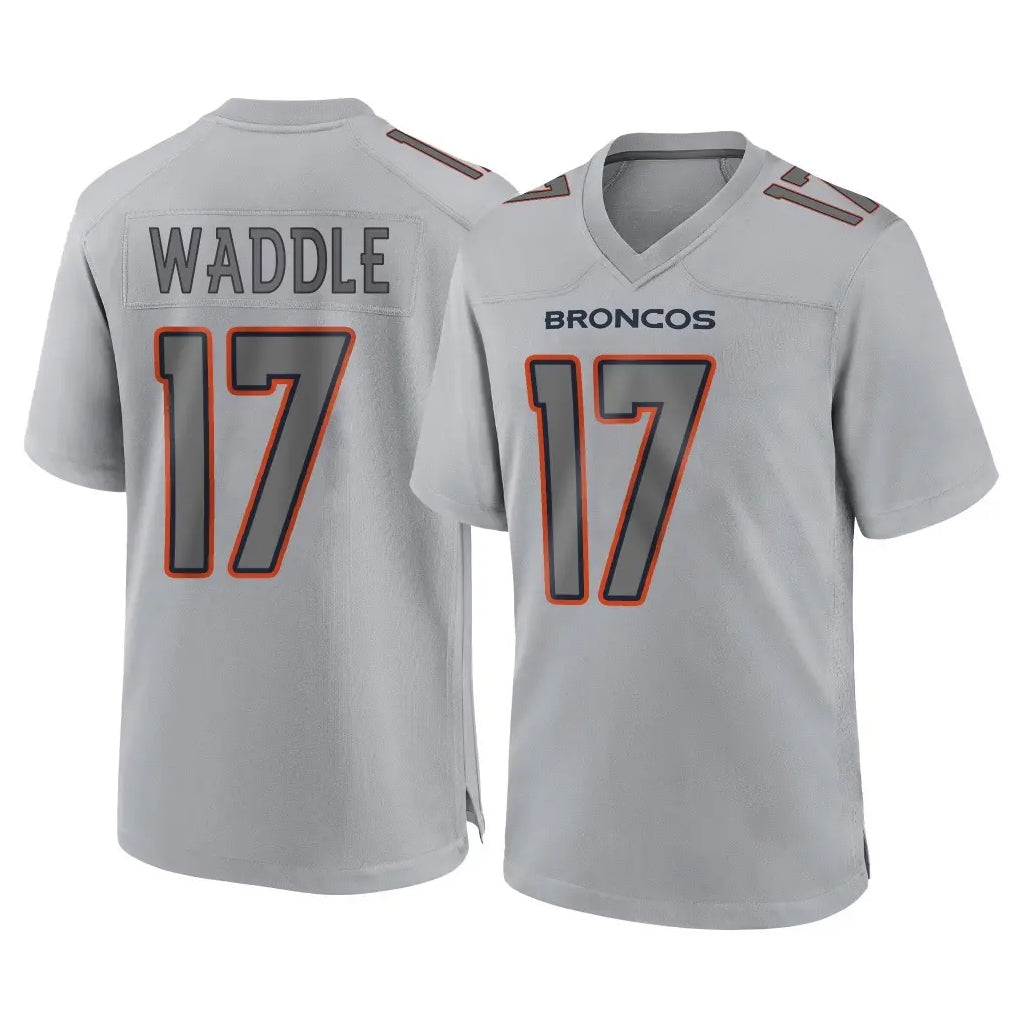Kooe D.Broncos #17 Jaylen Waddle Player Gray Atmosphere Fashion Limited Game Stitched Jerseys
