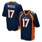 Kooe D.Broncos #17 Jaylen Waddle Player Navy Game Stitched Jerseys