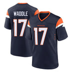 Kooe D.Broncos #17 Jaylen Waddle Player Navy Home Game Stitched Jerseys