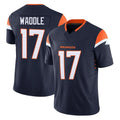Kooe D.Broncos #17 Jaylen Waddle Player Navy Limited Vapor F.U.S.E. Home Game Stitched Jerseys