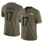 Kooe D.Broncos #17 Jaylen Waddle Player Olive Salute To Service Limited Stitched Jerseys