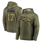 Kooe D.Broncos #17 Jaylen Waddle Player Olive Salute to Service Pullover Hoodies Home Game Stitched Jerseys