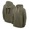 Kooe D.Broncos #17 Jaylen Waddle Player Olive Salute to Service Pullover Hoodies Limited Stitched Jerseys