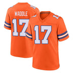 Kooe D.Broncos #17 Jaylen Waddle Player Orange Alternate Collection Throwback Game Stitched Jerseys
