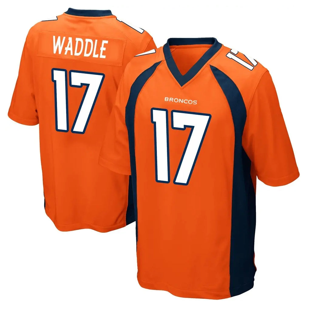 Kooe D.Broncos #17 Jaylen Waddle Player Orange Color Home Game Stitched Jerseys