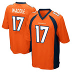 Kooe D.Broncos #17 Jaylen Waddle Player Orange Color Home Game Stitched Jerseys