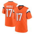 Kooe D.Broncos #17 Jaylen Waddle Player Orange Home Game Stitched Jerseys