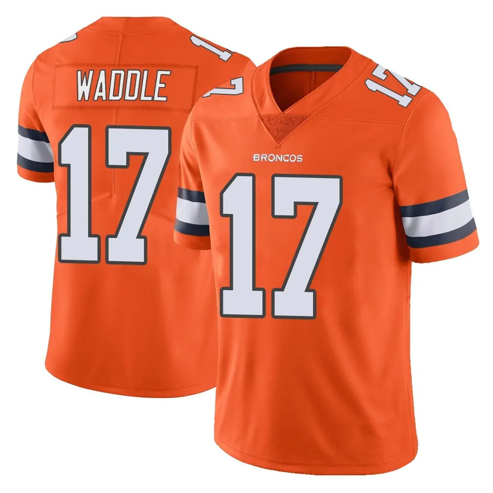Kooe D.Broncos #17 Jaylen Waddle Player Orange Vapor Untouchable Limited Home Game Stitched Jerseys