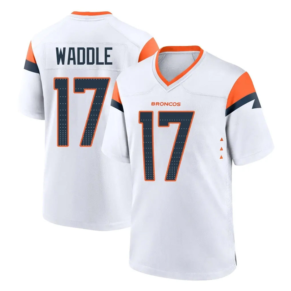 Kooe D.Broncos #17 Jaylen Waddle Player White Home Game Stitched Jerseys