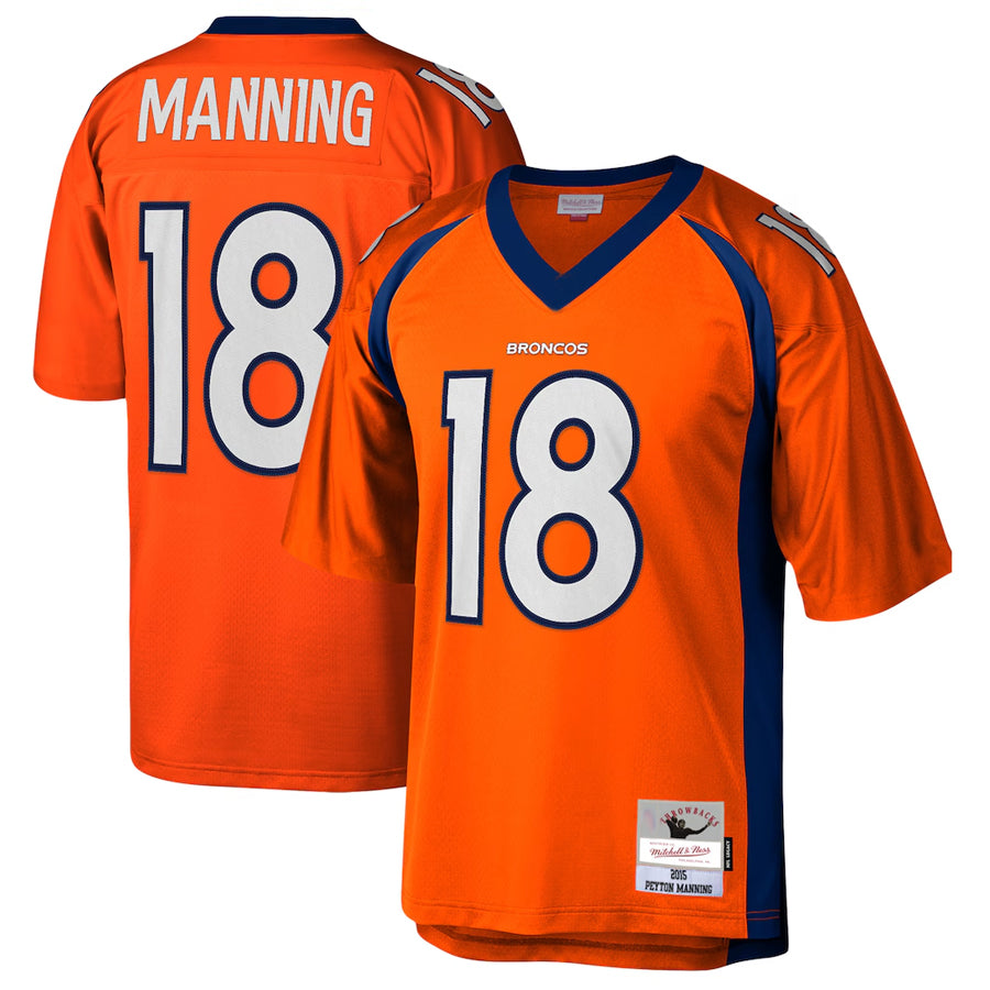 Kooe D.Broncos #18 Peyton Manning Player Mitchell & Ness Orange Legacy Replica Stitched Jerseys
