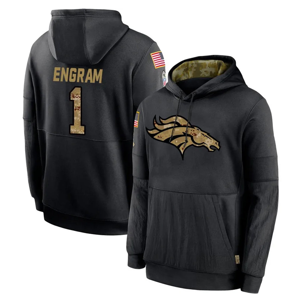 Kooe D.Broncos #1 Evan Engram Player Black Salute to Service Pullover Hoodies Limited Stitched Jerseys
