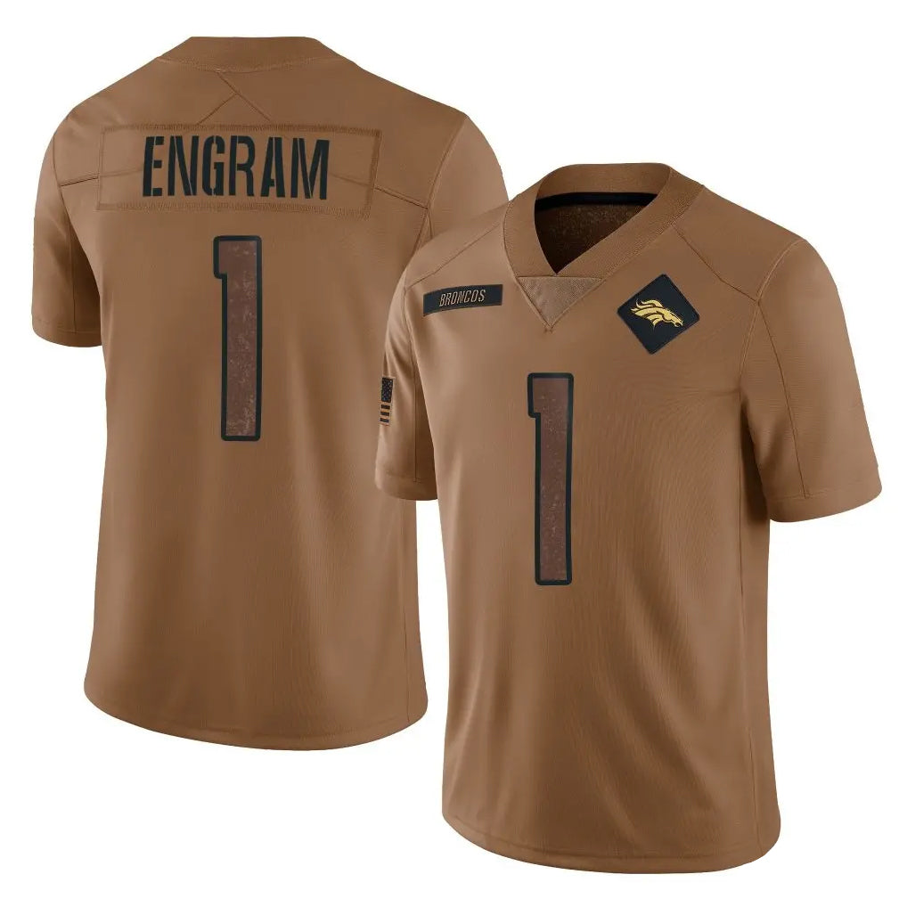 Kooe D.Broncos #1 Evan Engram Player Brown Salute To Service Limited Stitched Jerseys